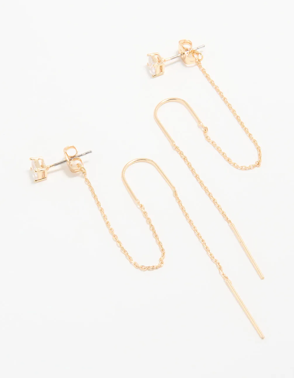 Gold Cubic Zirconia Threader Drop Earrings sold by lovisa