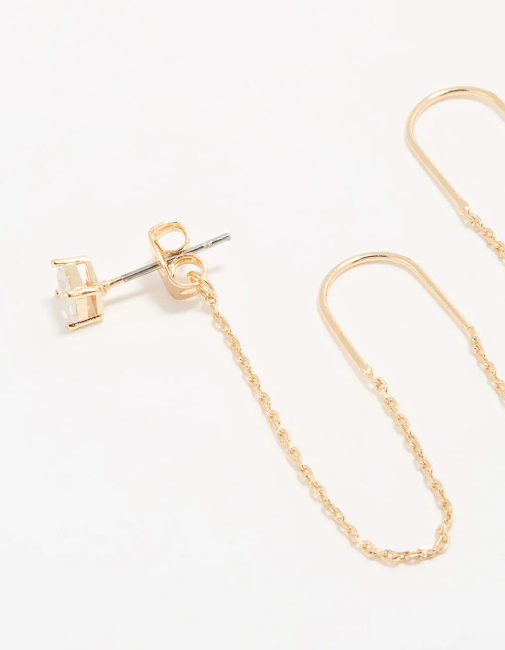 Gold Cubic Zirconia Threader Drop Earrings sold by lovisa product image thumbnail 2