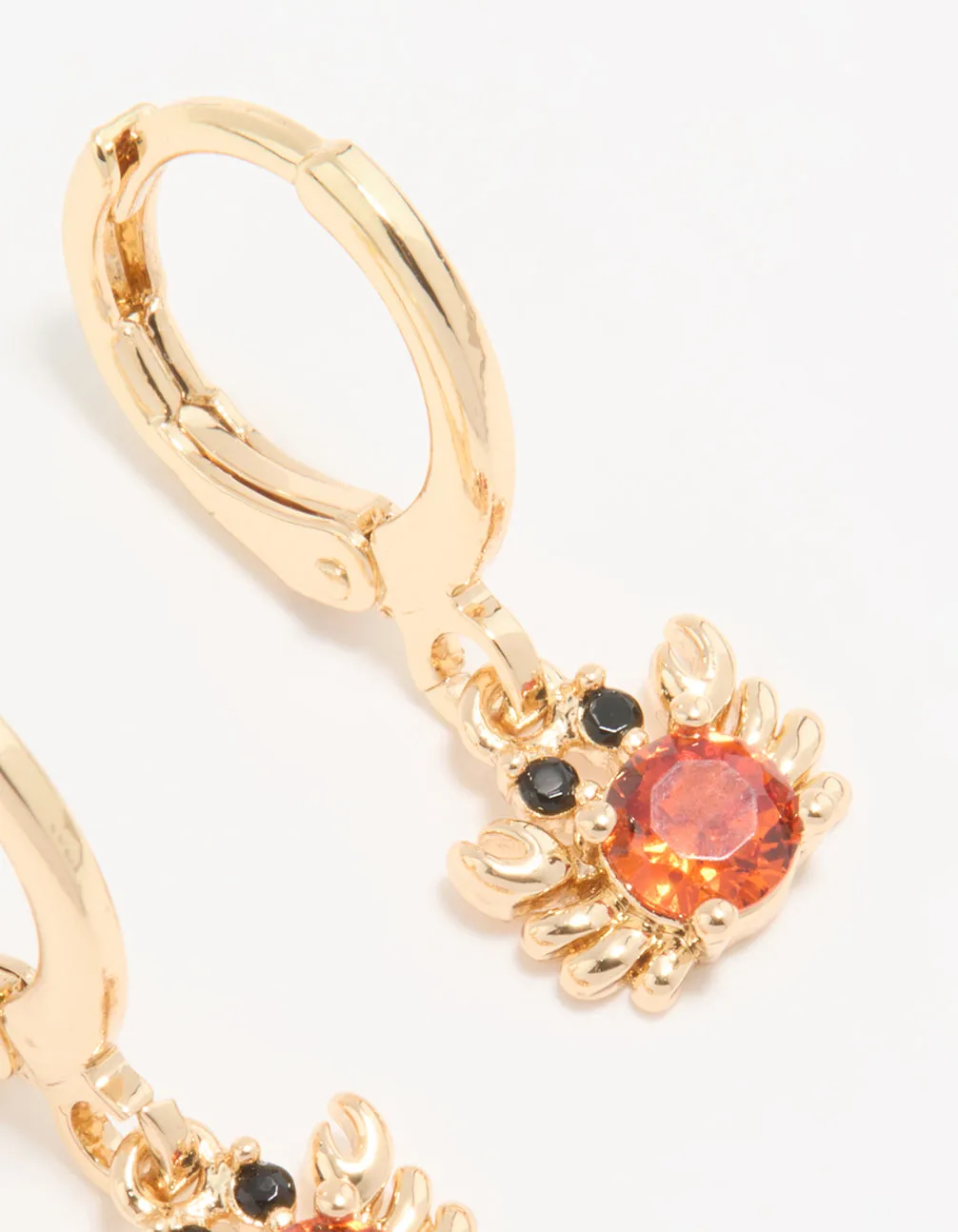 Gold Red Cubic Zirconia Crab Huggie Drop Earrings sold by lovisa product image thumbnail 3
