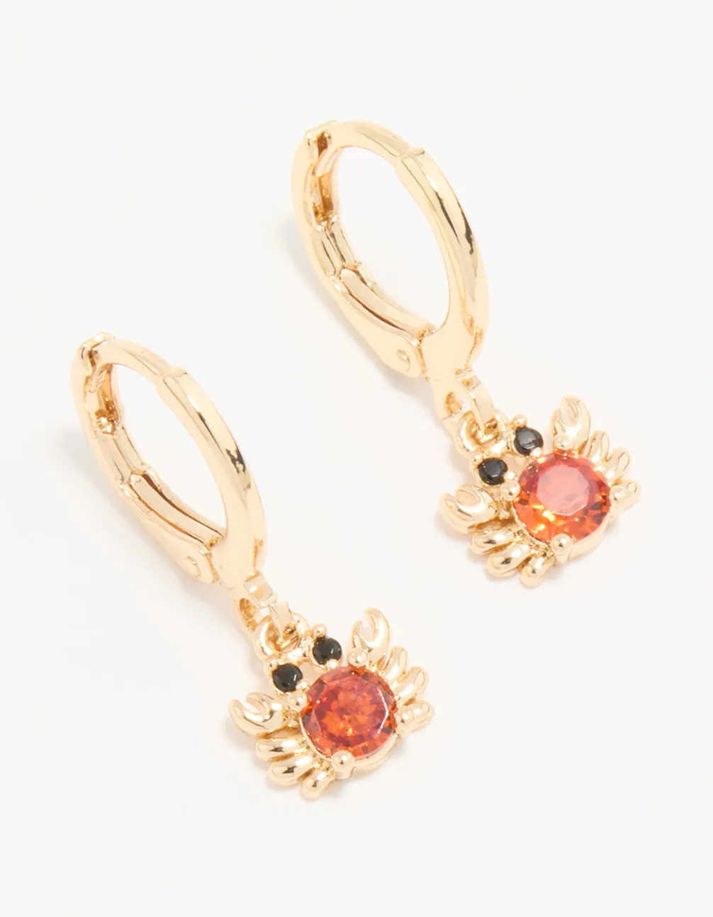 Gold Red Cubic Zirconia Crab Huggie Drop Earrings sold by lovisa