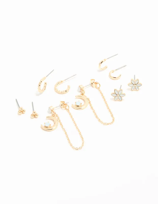 Gold Celestial Stacker Earrings 5-Pack sold by lovisa