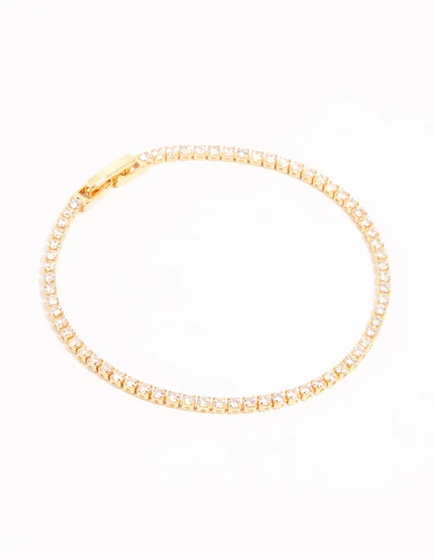 Gold Mini Round Cubic Zirconia Tennis Bracelet sold by lovisa