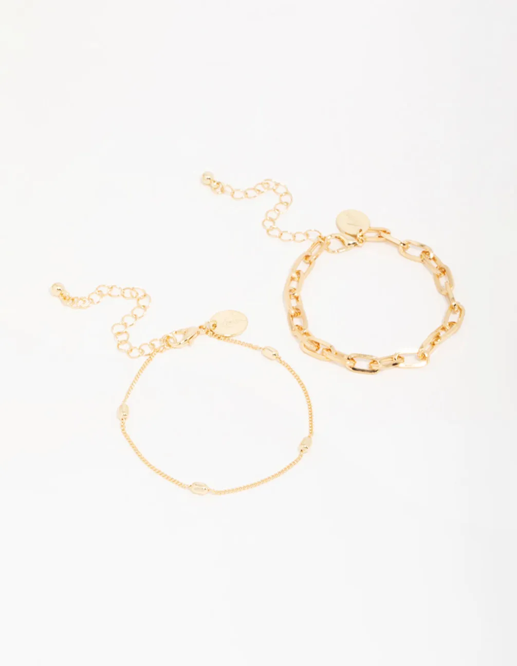 Gold Paperclip Bracelets 2-Pack sold by lovisa