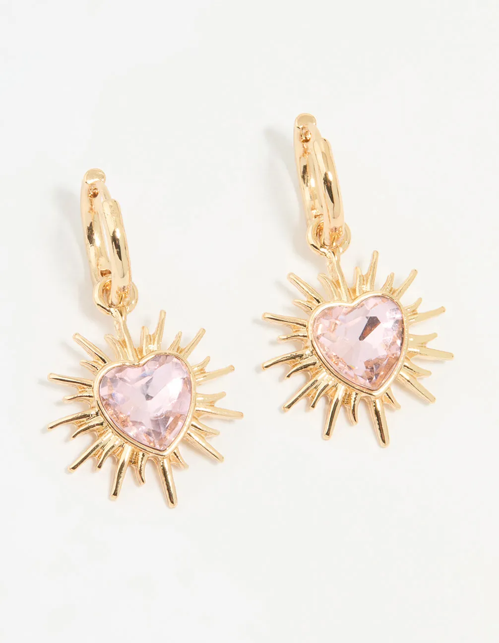 Gold Starburst Heart Huggie Drop Earrings sold by lovisa