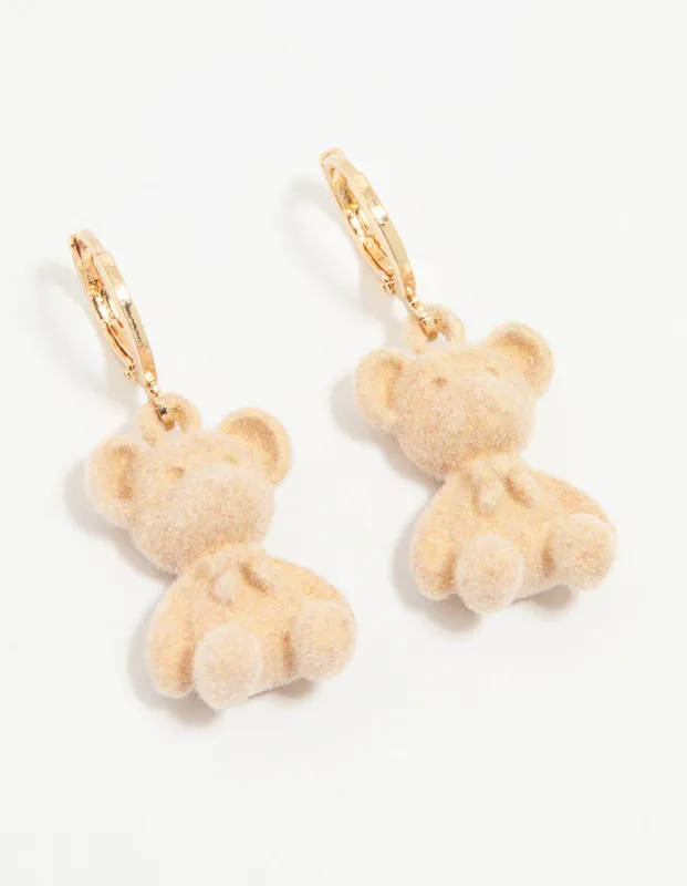 Gold Bear Huggie Drop Earrings sold by lovisa