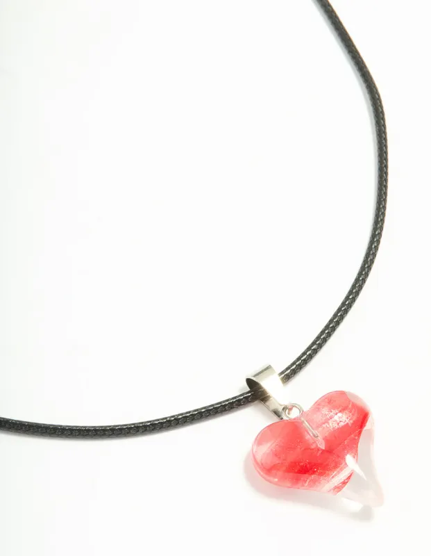 ★ENGBROX★ tweed heart ribbon necklace EBNL24021 HEART RIBBON NECKLACE (EARLY ACCESS) – OHTNYC