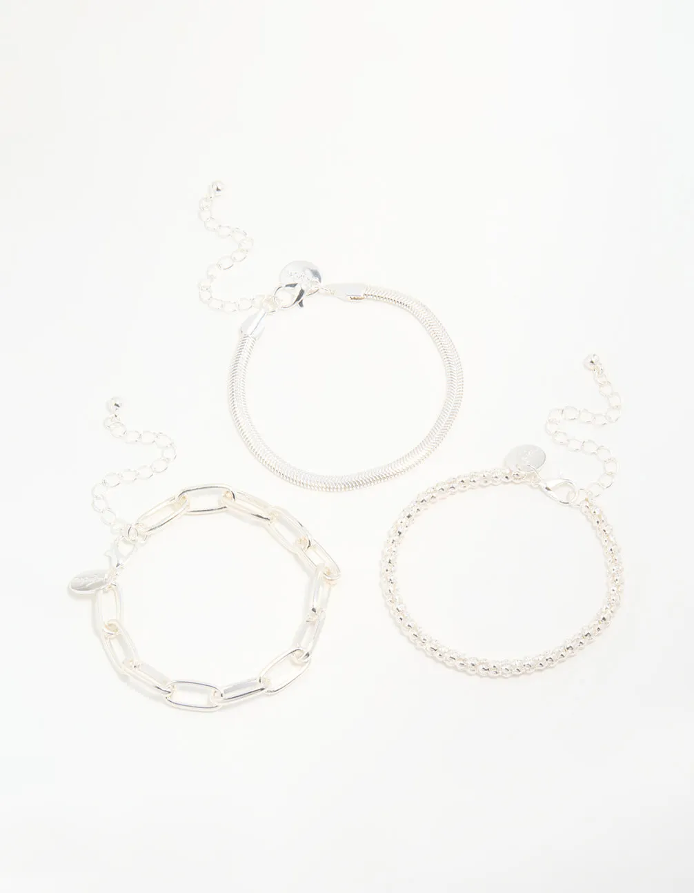 Silver Mixed Chains Bracelet 3-Pack sold by lovisa