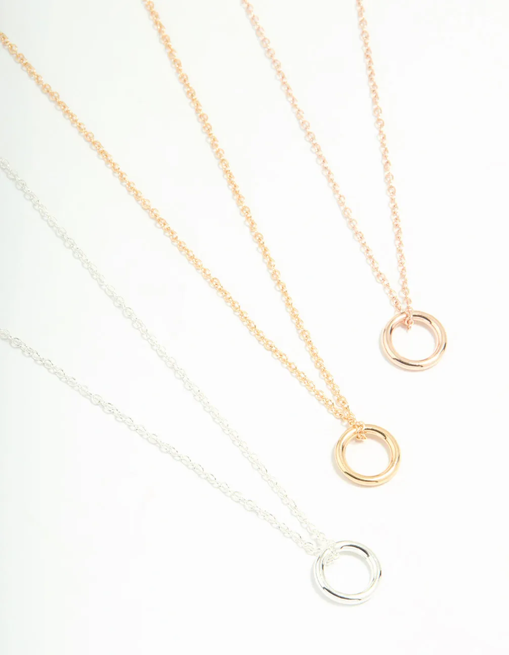Mixed Metal Circle Pendant Necklaces 3-Pack sold by lovisa