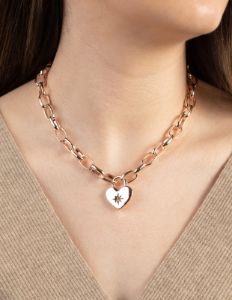 Rose Gold Chain & Heart Necklace sold by lovisa