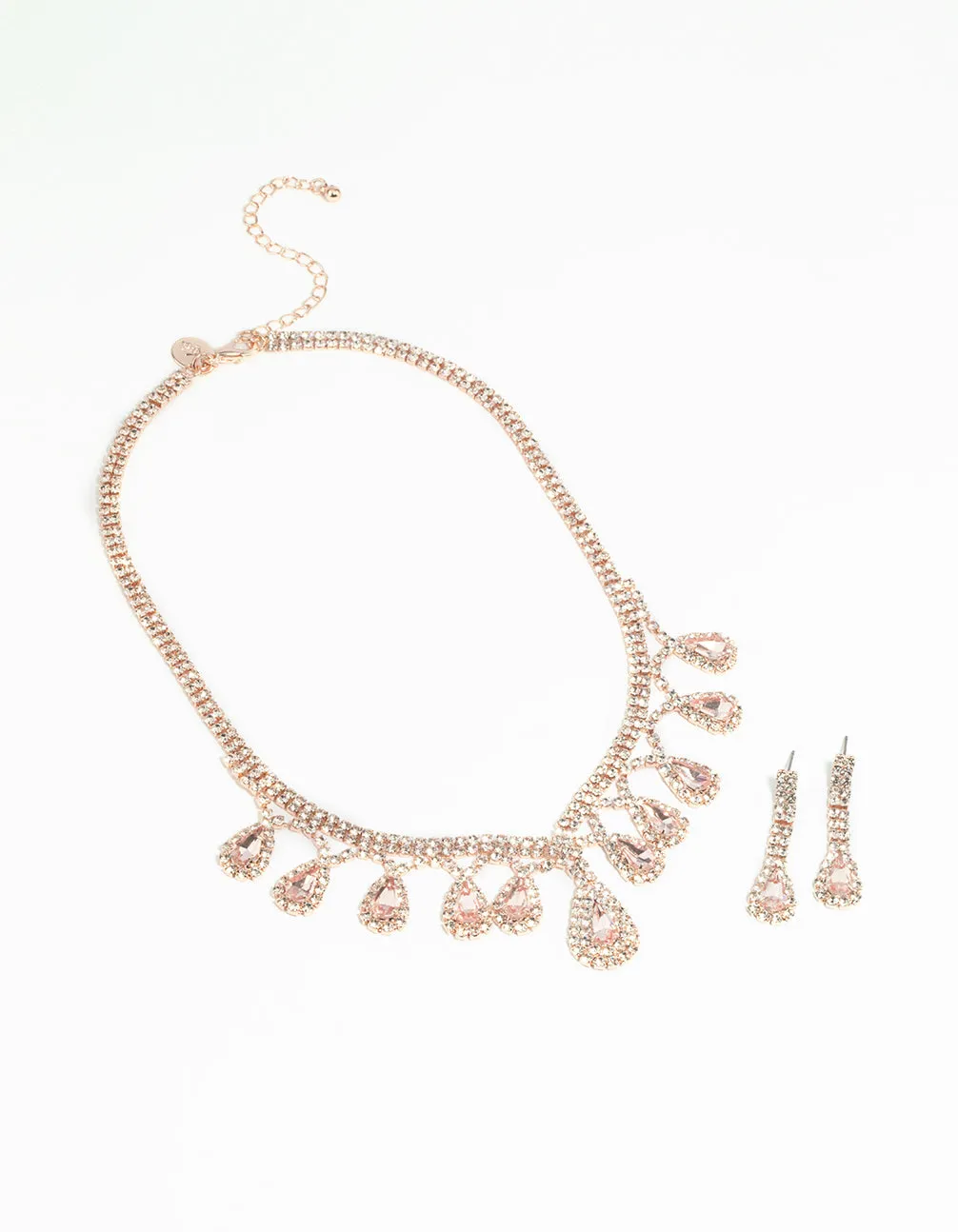 Rose Gold Teardrop Diamante Necklace & Earrings Set sold by lovisa product image thumbnail 3