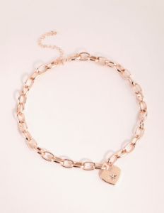 Rose Gold Chain & Heart Necklace sold by lovisa