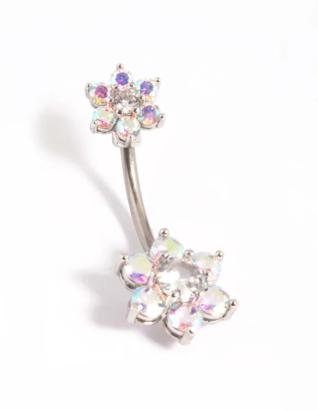 Titanium Double Daisy Belly Ring sold by lovisa