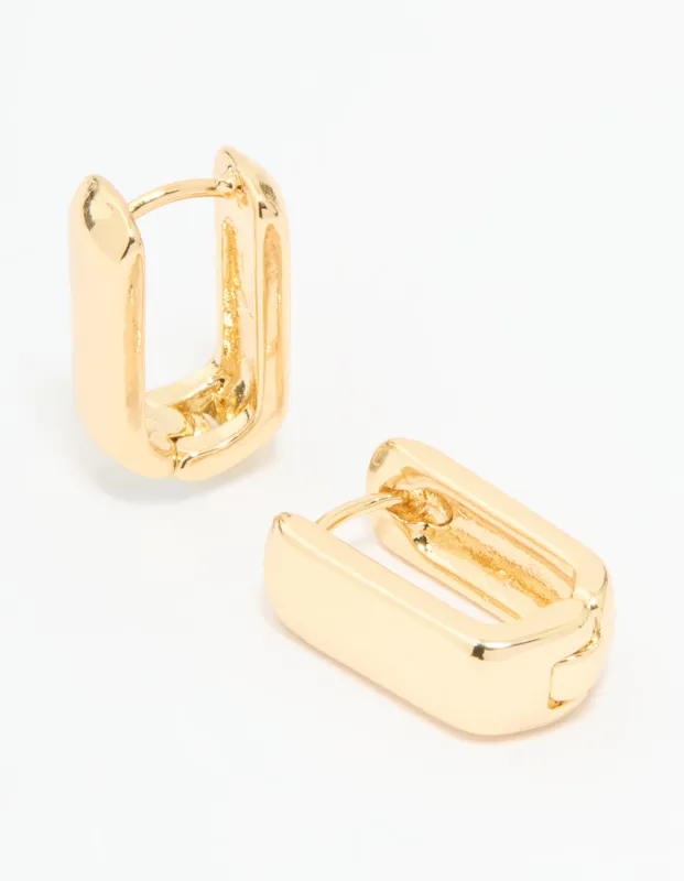 Gold Plated Small Rectangle Huggie Earrings sold by lovisa