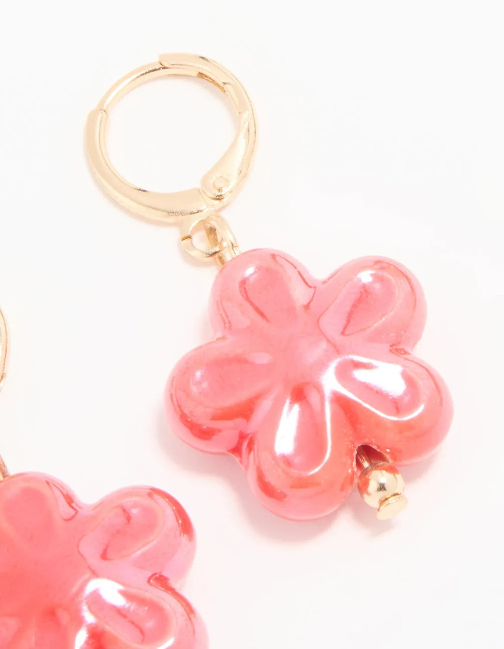 Gold Pink Flower Huggie Drop Earrings sold by lovisa product image thumbnail 3