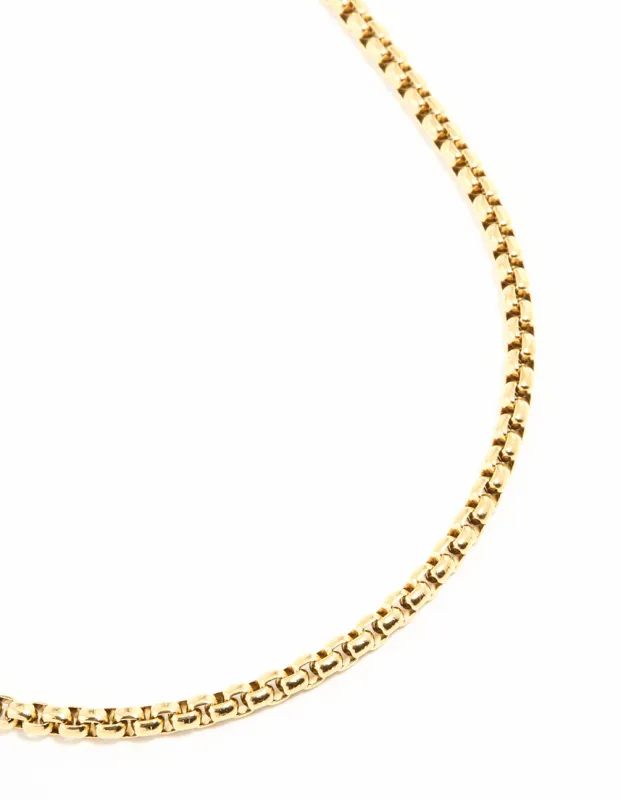 Waterproof Gold Plated Stainless Steel Round Box Chain Short Necklace sold by lovisa