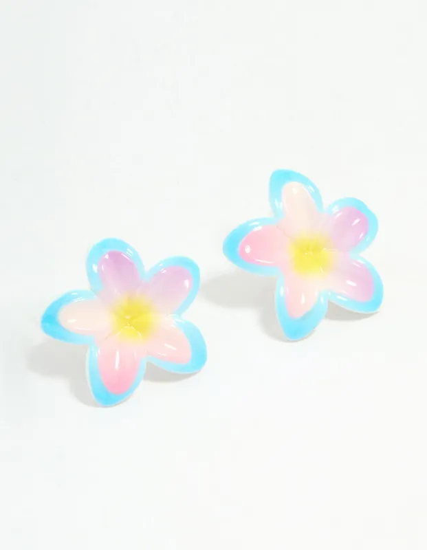 Pastel Acrylic Frangipani Stud Earrings sold by lovisa