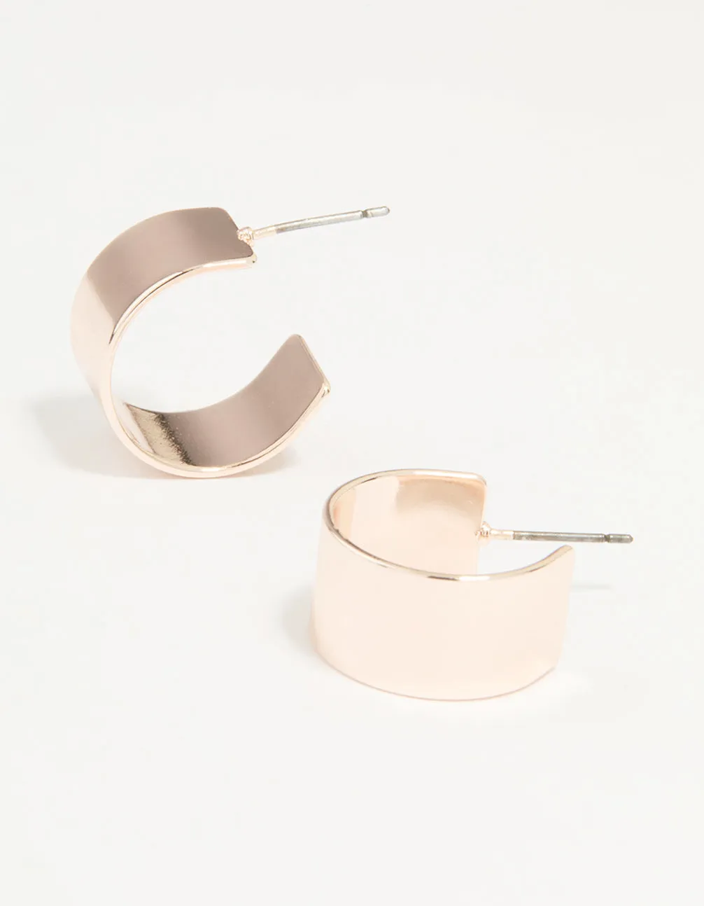 Rose Gold Thick Flat Small Hoop Earrings sold by lovisa