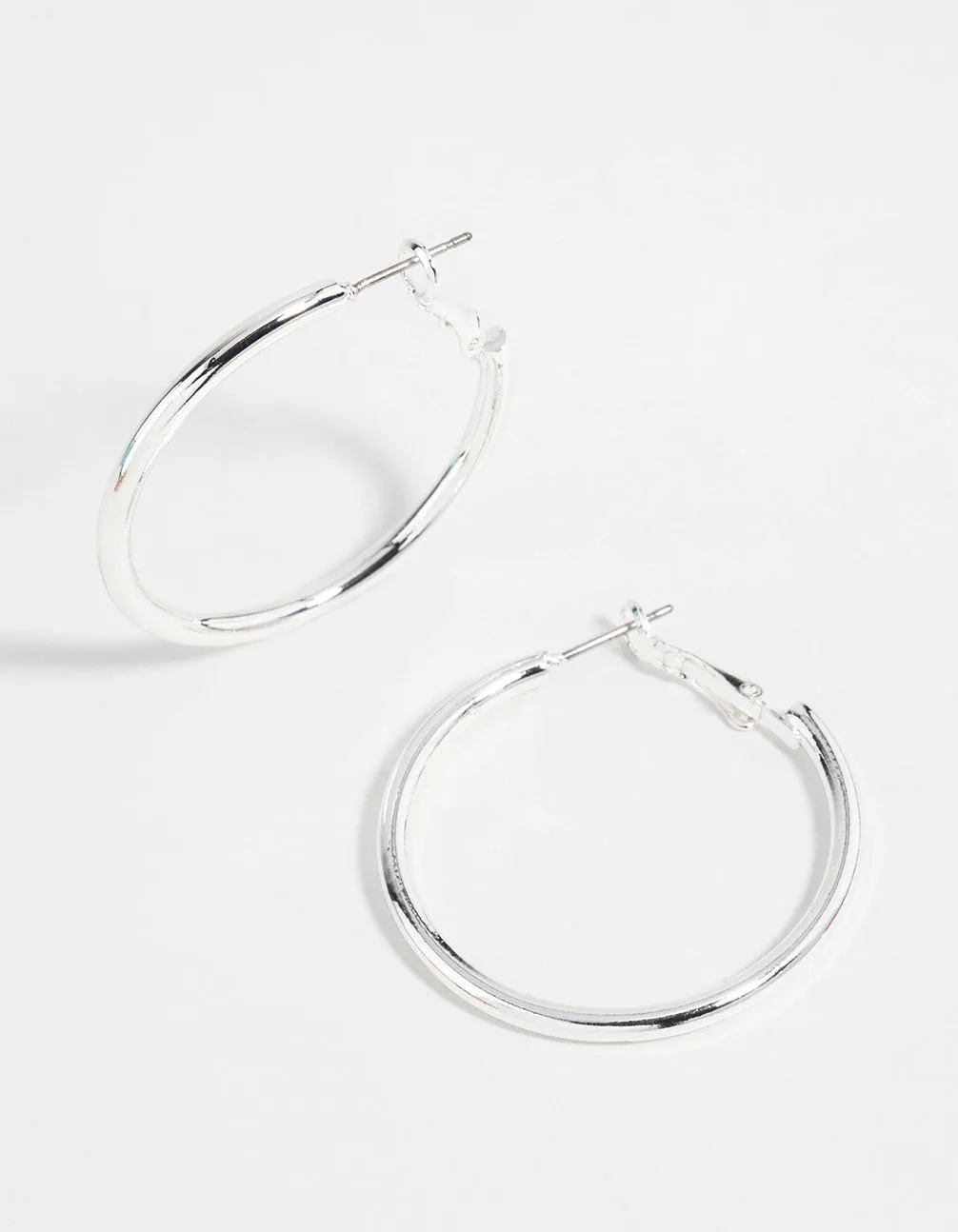 Silver Narrow Hinged Hoop Earrings sold by lovisa