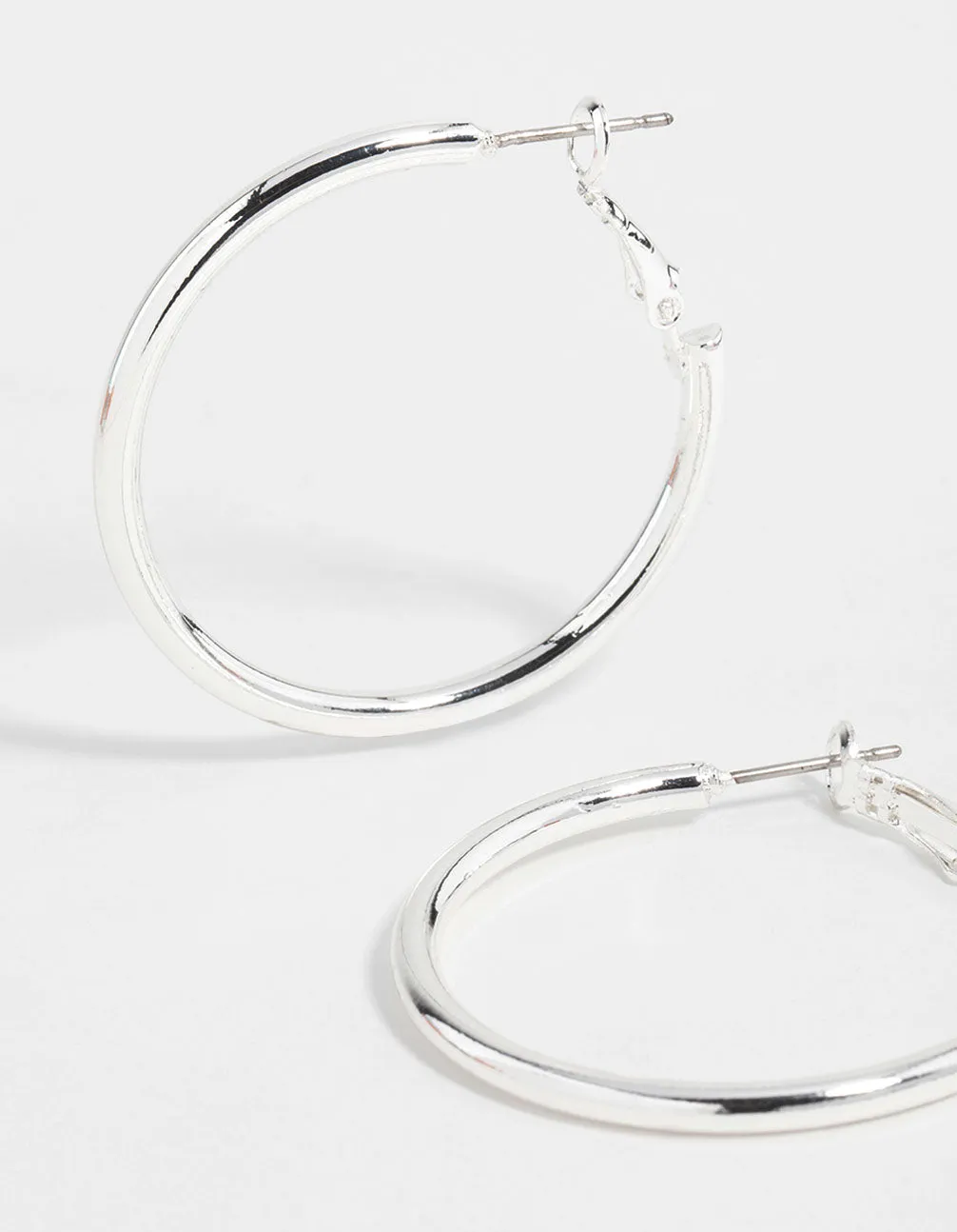 Silver Narrow Hinged Hoop Earrings sold by lovisa product image thumbnail 4