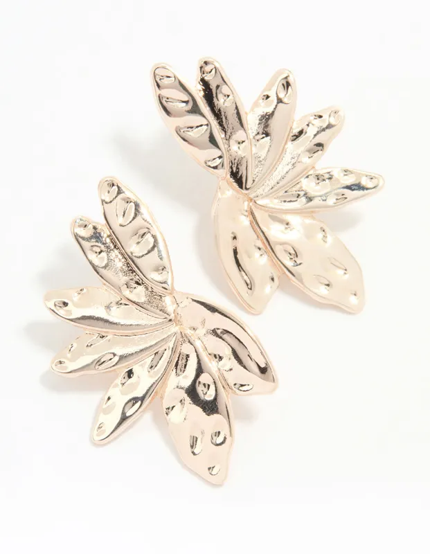 Rose Gold Half Flower Seven Petal Stud Earrings sold by lovisa