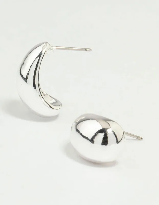 Silver Chubby Huggie Earrings sold by lovisa