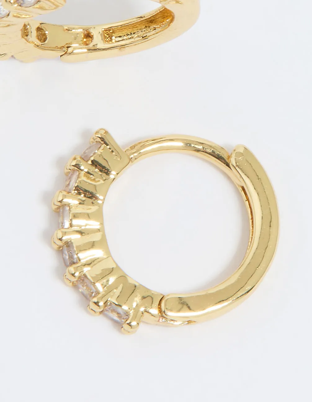 Gold Plated Cubic Zirconia Thin Huggie Earrings sold by lovisa product image thumbnail 3