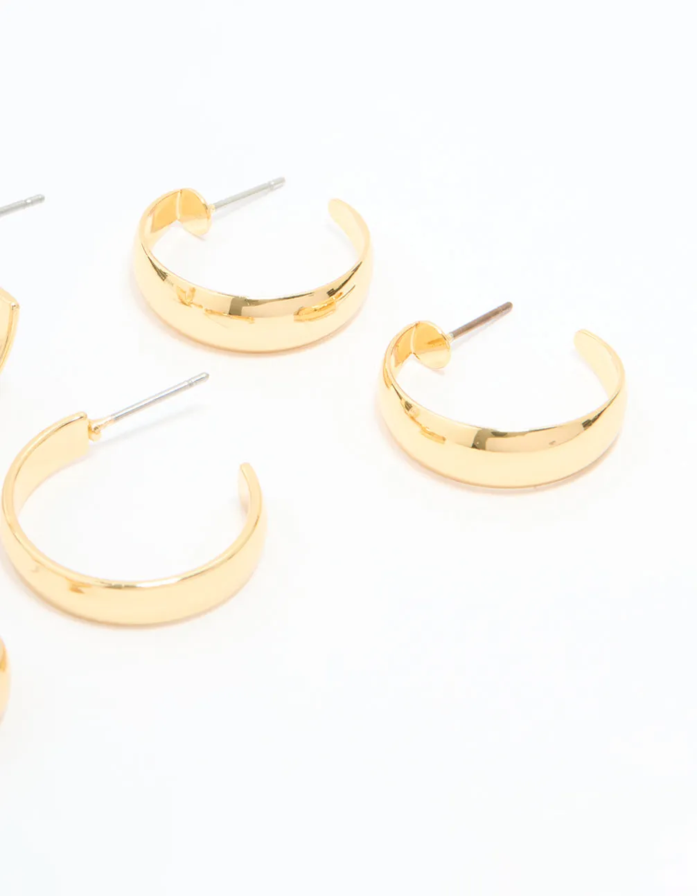 Gold Plated Smooth Hoop Earrings 3-Pack sold by lovisa product image thumbnail 3