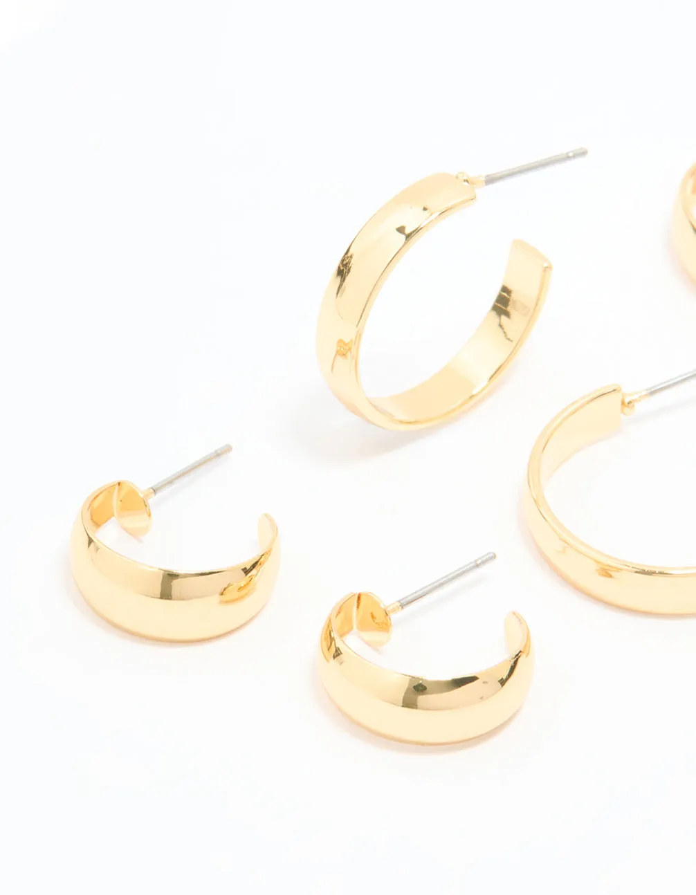 Gold Plated Smooth Hoop Earrings 3-Pack sold by lovisa product image thumbnail 2