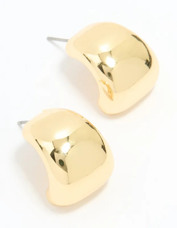 Gold Plated Wide Stud Earrings sold by lovisa