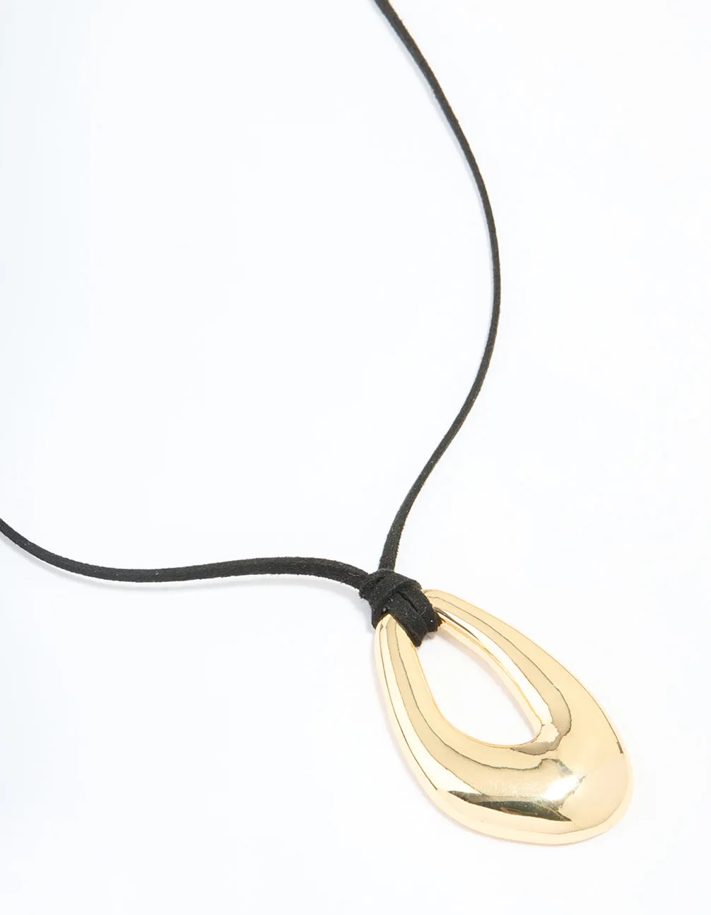 Gold Plated Cord Open Oval Long Necklace sold by lovisa