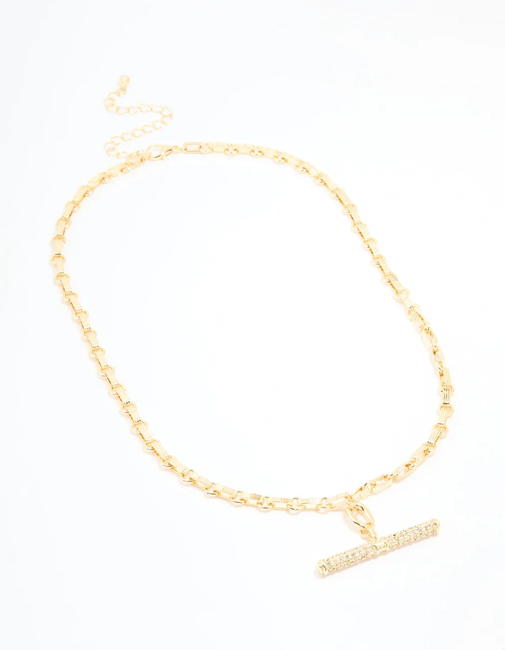 Gold Plated Diamante T-Bar Chain Necklace sold by lovisa product image thumbnail 2