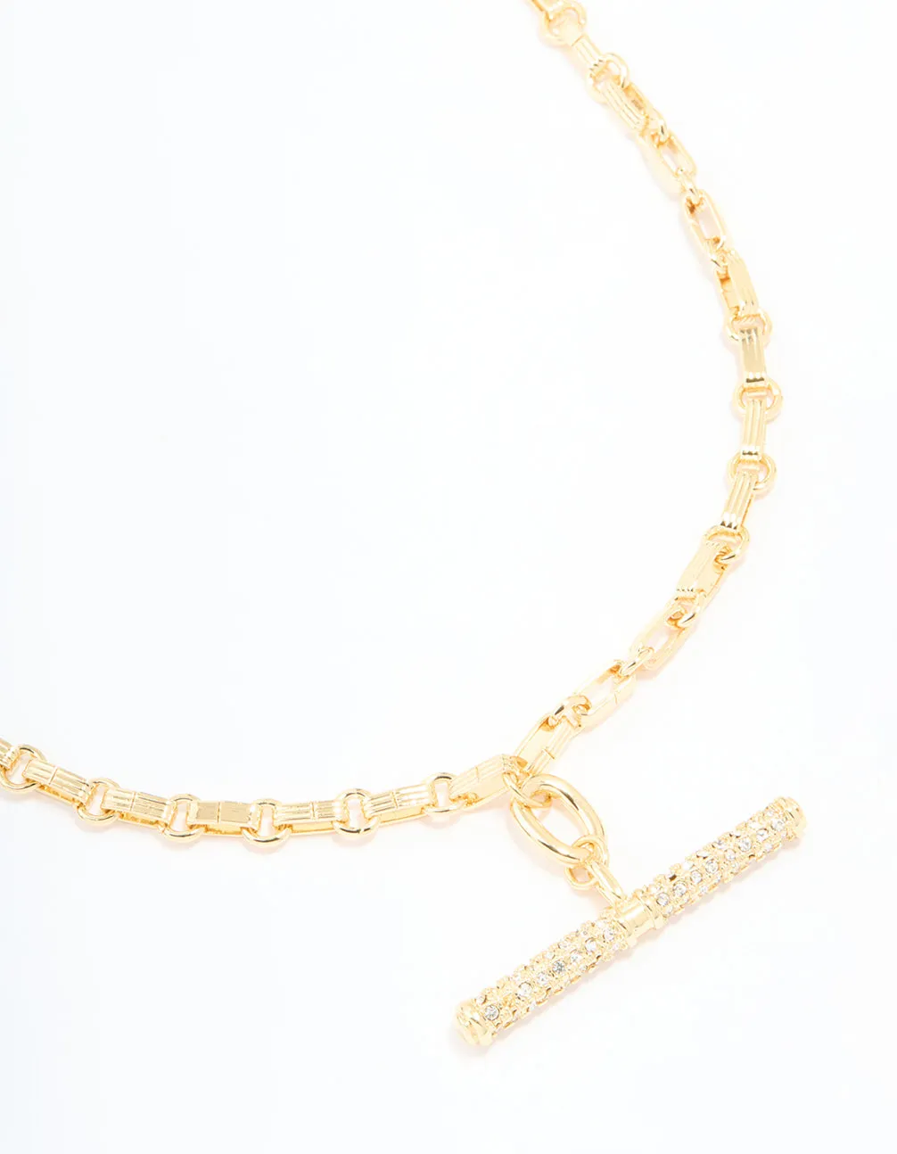 Gold Plated Diamante T-Bar Chain Necklace sold by lovisa