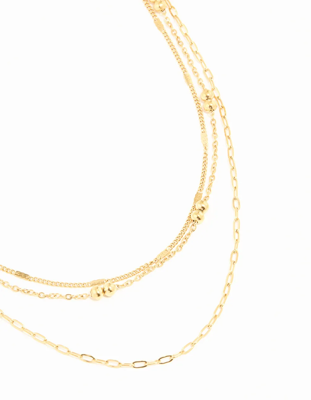 Waterproof Gold Plated Stainless Steel Ball & Chain Layered Necklace sold by lovisa