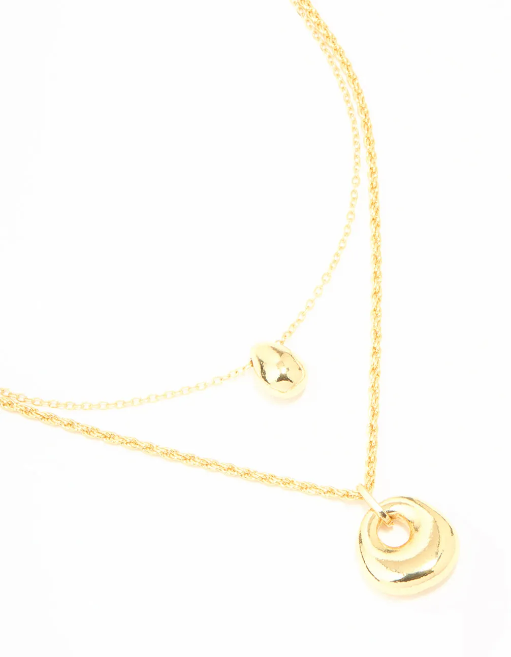 Gold Plated Organic Oval Layered Necklace sold by lovisa