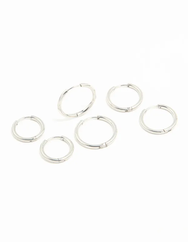 Waterproof Stainless Steel Thin Hoop Earrings 3-Pack sold by lovisa