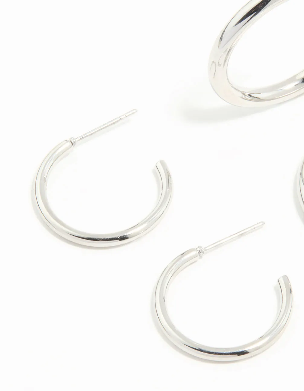 Waterproof Stainless Steel Twisted & Smooth Hoop Earrings 3-Pack sold by lovisa product image thumbnail 2