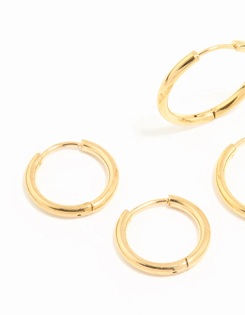 Waterproof Gold Plated Stainless Steel Thin Hoop Earrings 3-Pack sold by lovisa product image thumbnail 2