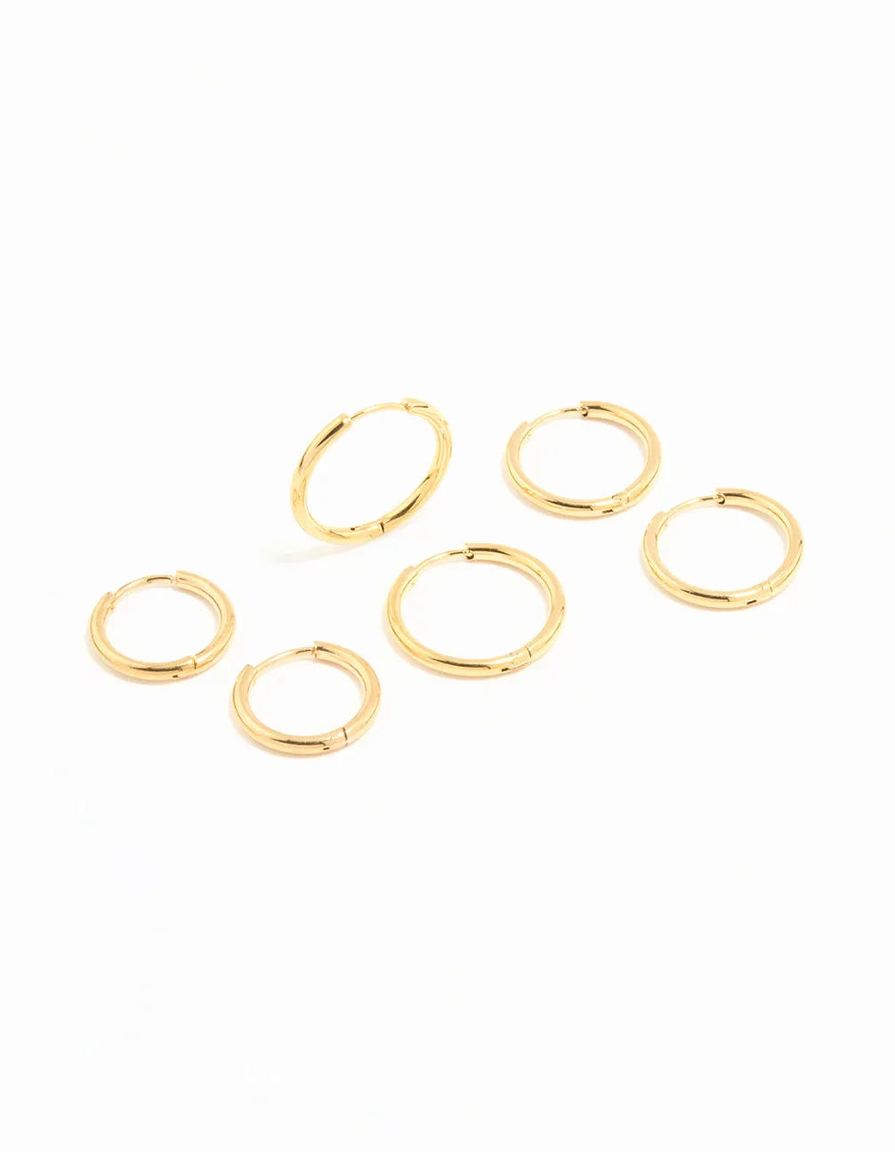 Waterproof Gold Plated Stainless Steel Thin Hoop Earrings 3-Pack sold by lovisa