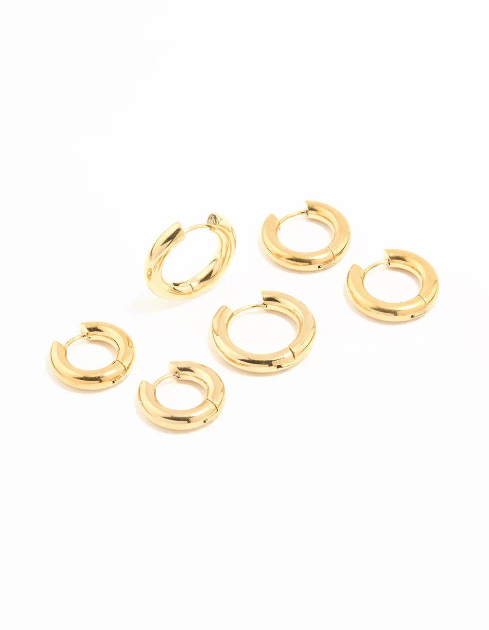 Waterproof Gold Plated Stainless Steel Thick Earrings 3-Pack sold by lovisa