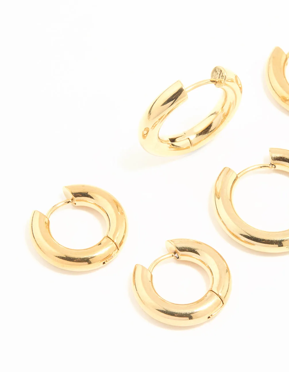 Waterproof Gold Plated Stainless Steel Thick Earrings 3-Pack sold by lovisa product image thumbnail 2