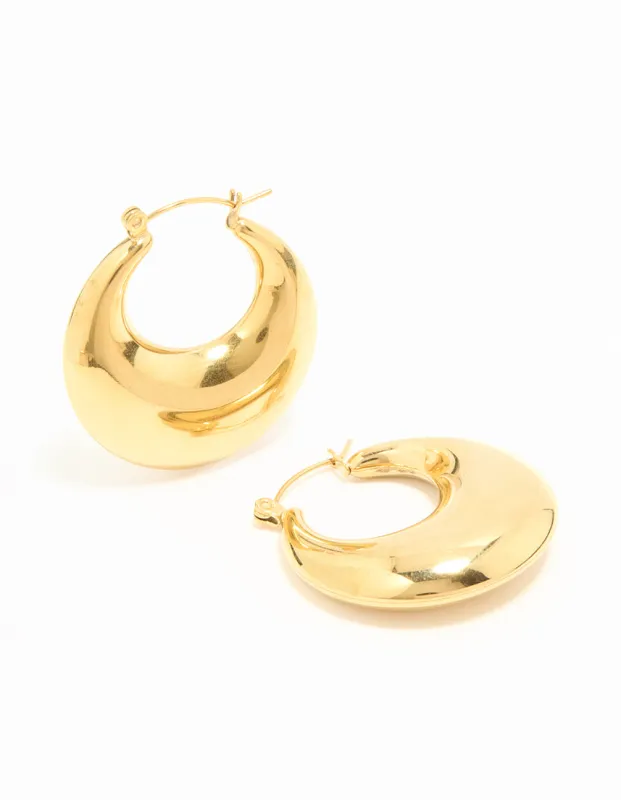Waterproof Gold Plated Stainless Steel Chunky Hoop Earrings sold by lovisa