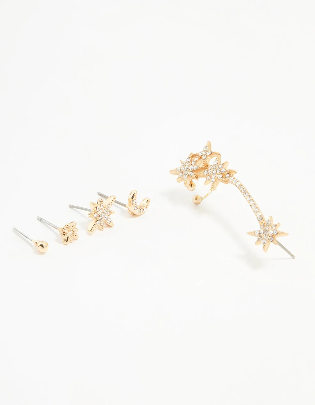 Gold Celestial Stacking Earrings 4-Pack sold by lovisa