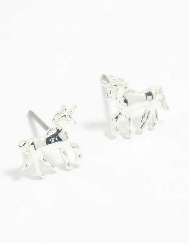 Silver Unicorn Stud Earrings sold by lovisa