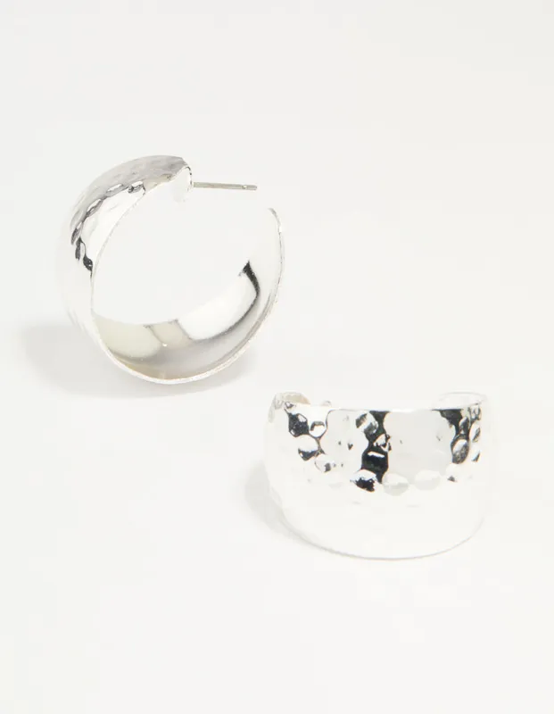 Silver Hammered Bubble Hoop Earrings sold by lovisa