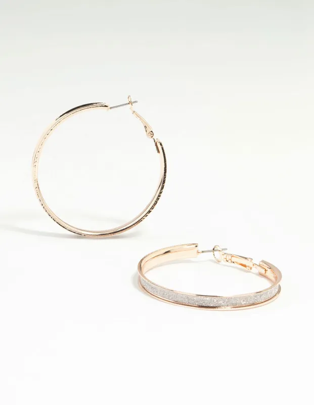 Rose Gold Glitter Hoop Earrings sold by lovisa