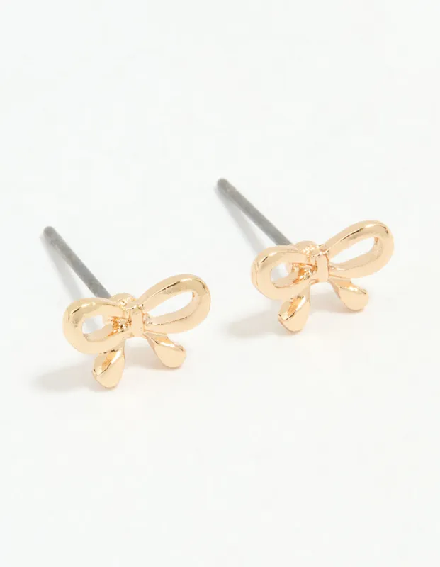 Gold Petite Bow Stud Earrings sold by lovisa