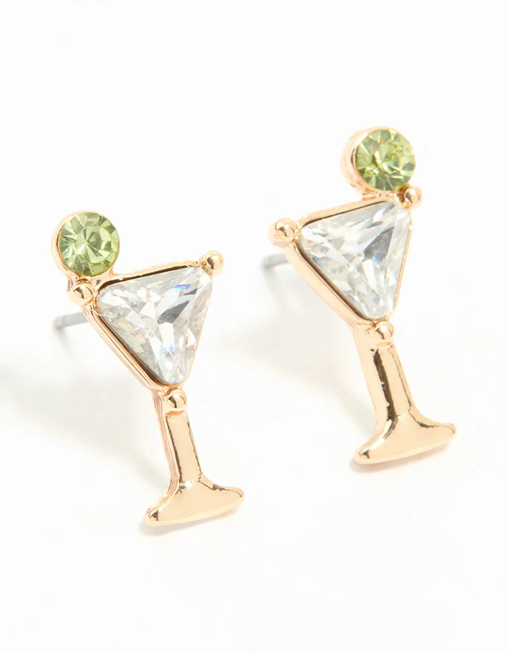 Gold Martini Glass Stud Earrings sold by lovisa