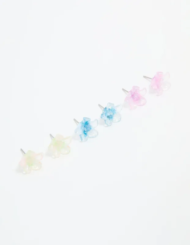 Multicoloured Acrylic Flower Stud Earrings 3-Pack sold by lovisa