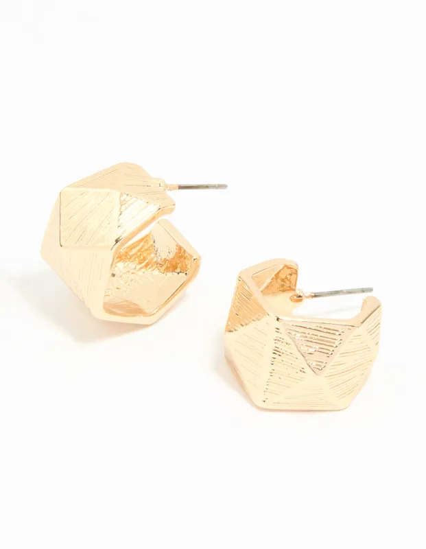 Gold Geometric Hoop Earrings sold by lovisa