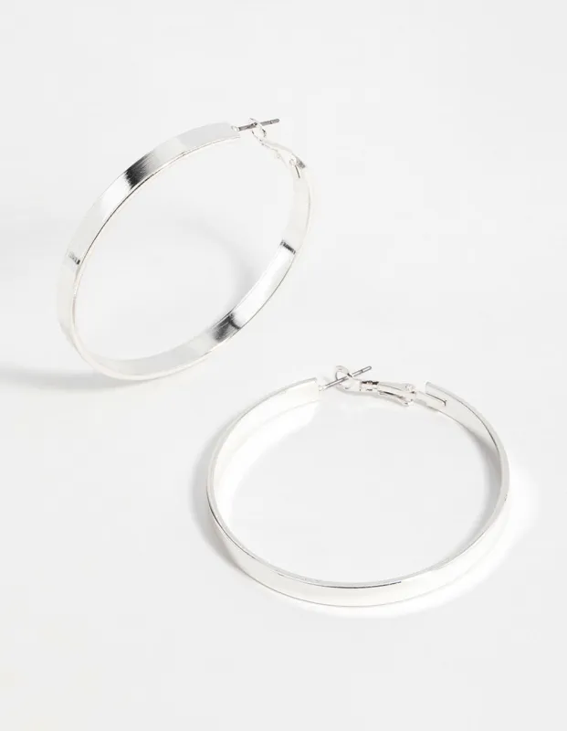 Silver Textured Hoop Earrings sold by lovisa